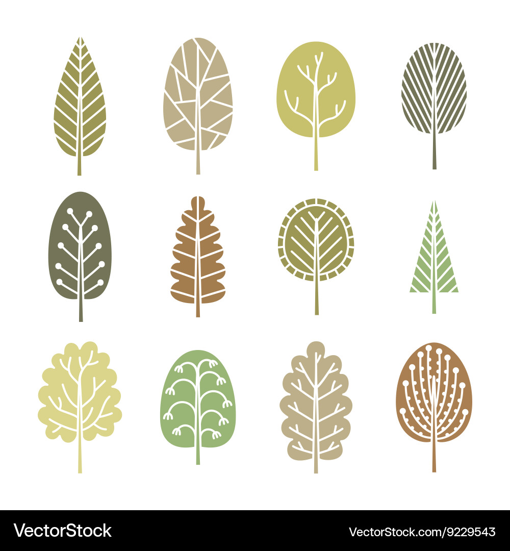 Set of trees in spring soft colors vector image