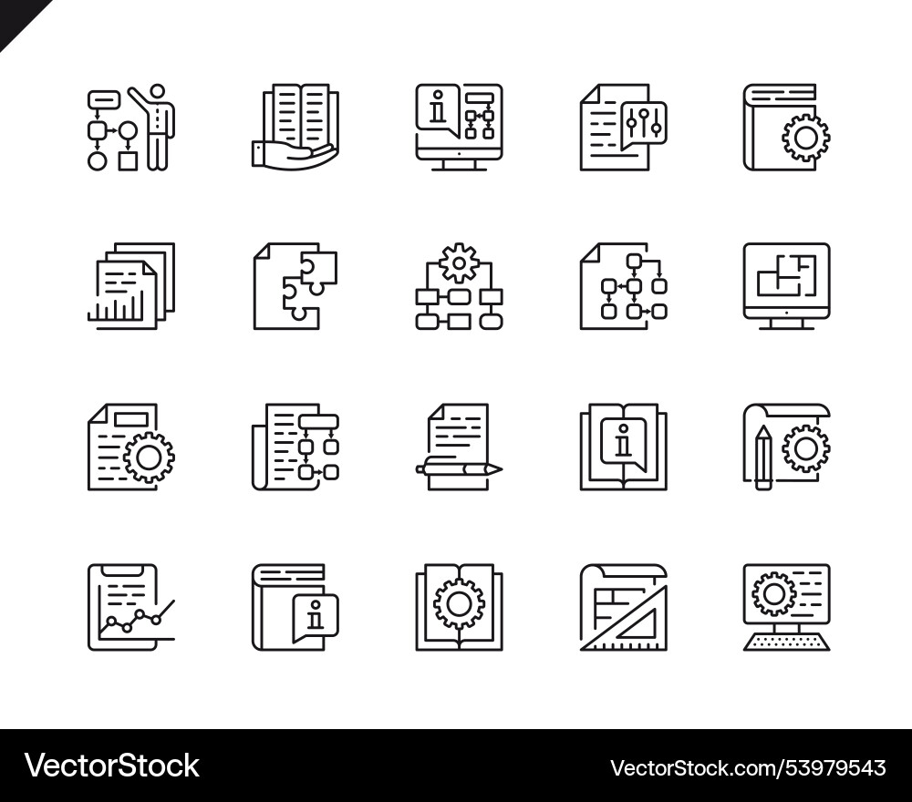 Simple set of technical documentation related vector image