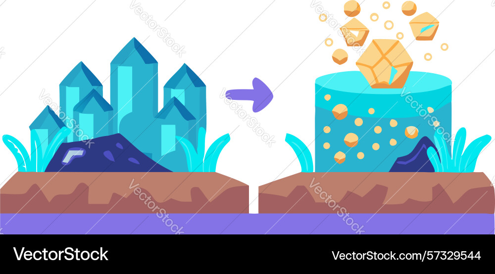 Crystal transformation process in digital data Crystal transformation process in digital data vector image