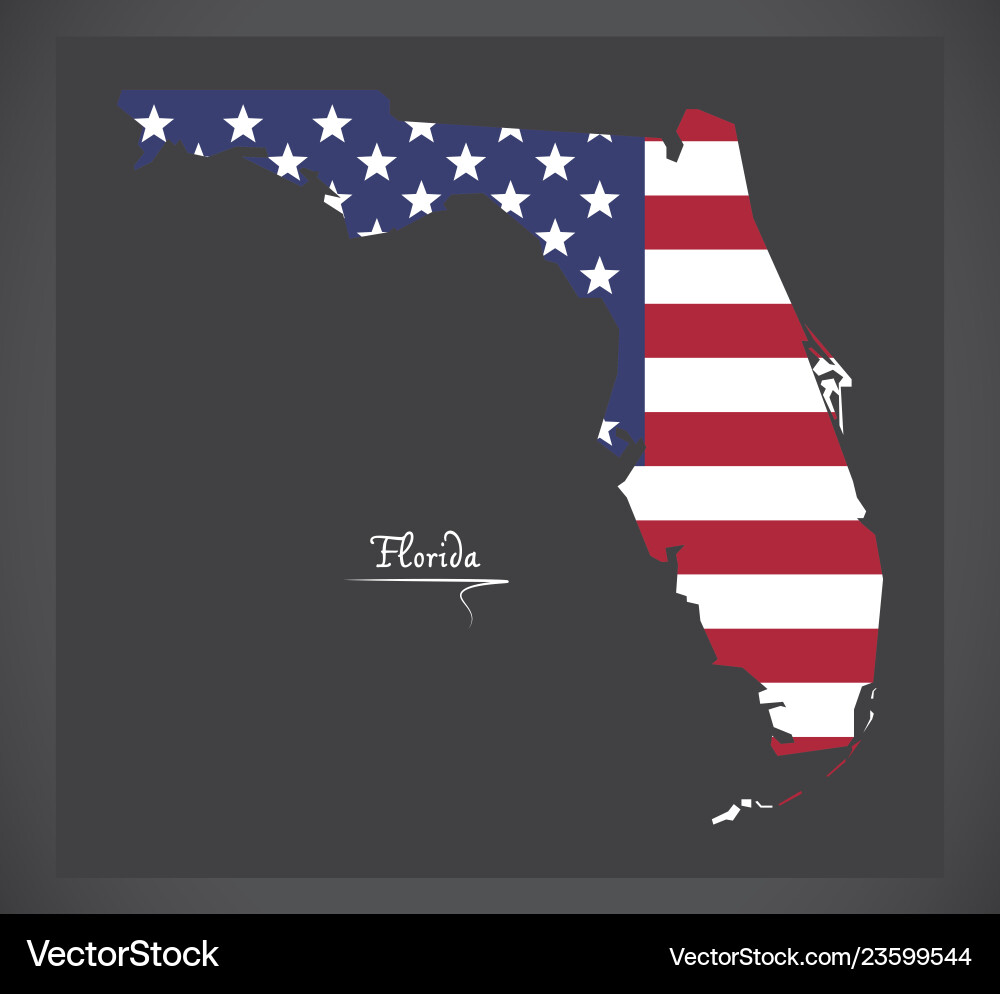 Florida map with american national flag Florida map with american national flag vector image