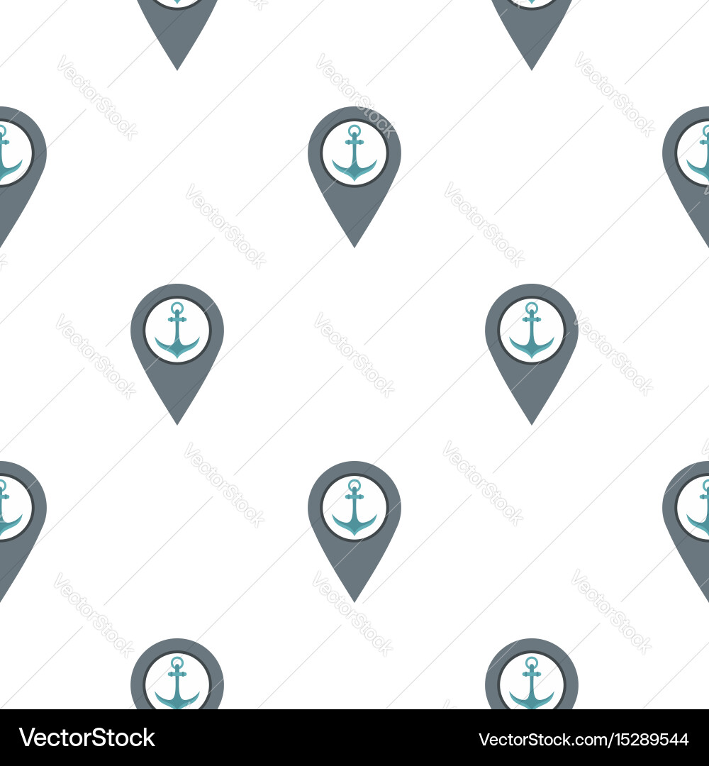 Gray map pointer with anchor symbol pattern flat vector image