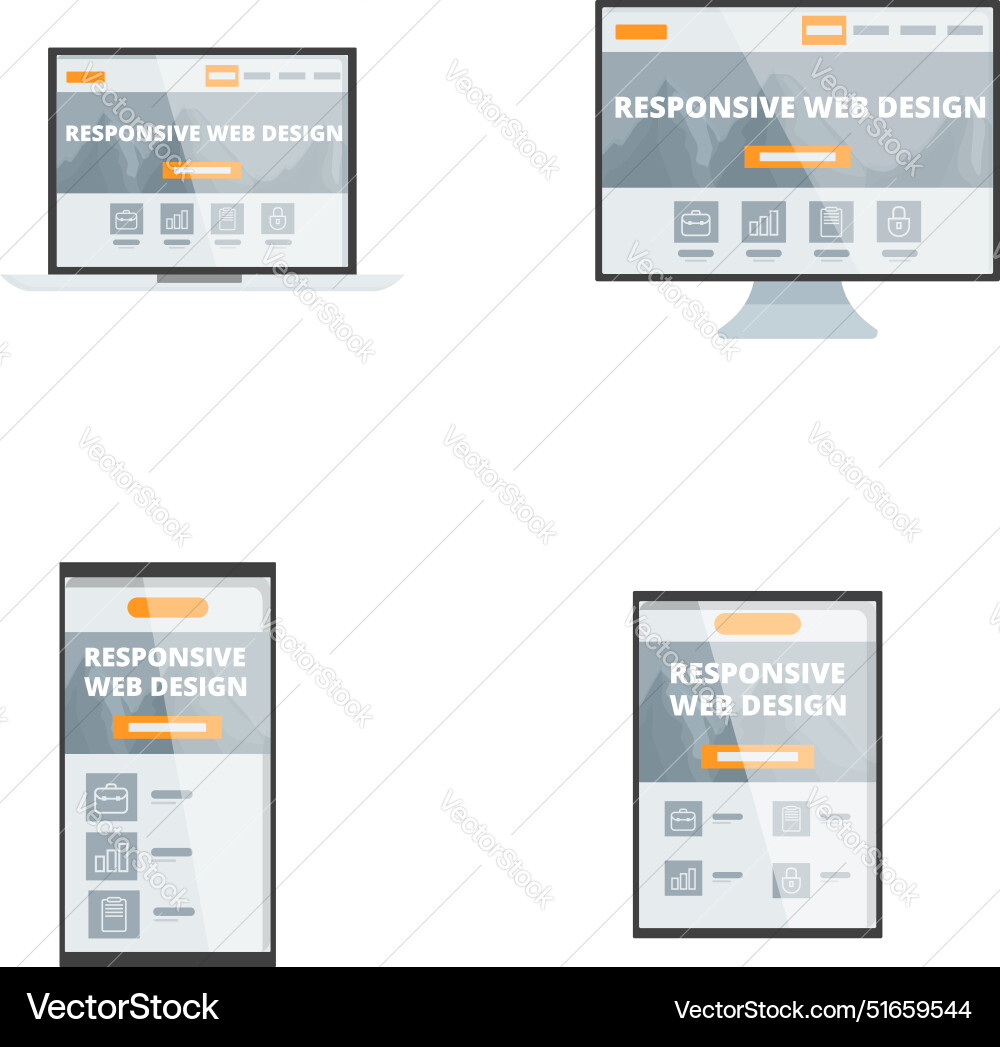 Set of responsive web design devices Set of responsive web design devices vector image