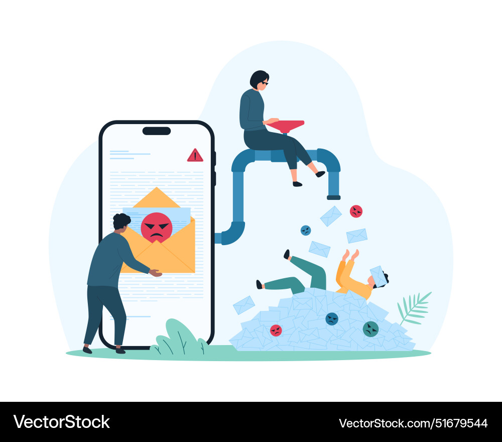 Spam notifications and messages overload in inbox Spam notifications and messages overload in inbox vector image