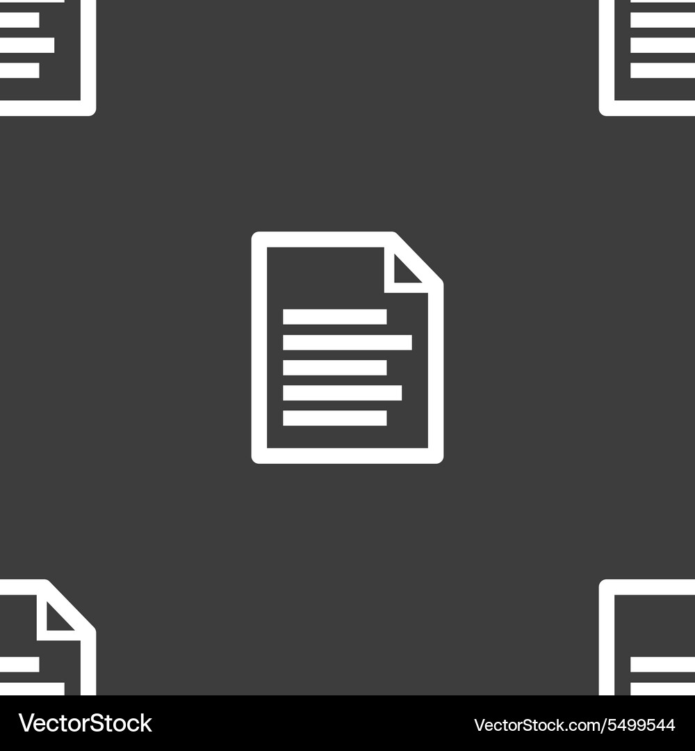 Text file icon sign seamless pattern on a gray Vector Image