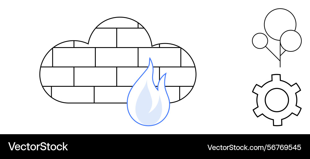 Cloud firewall security with configuration gear vector image