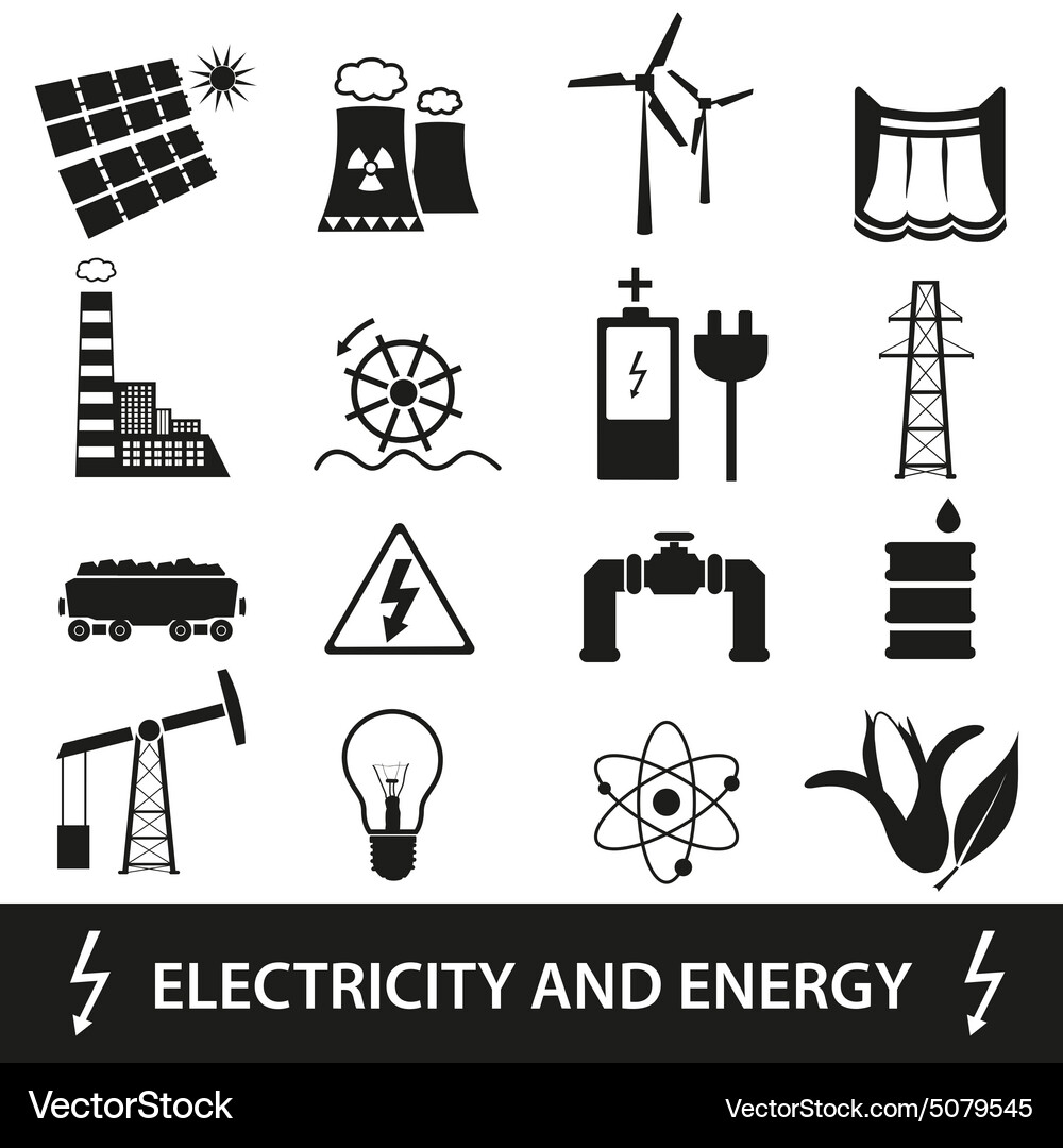 Electricity and Energy Icons Collection Vector Image