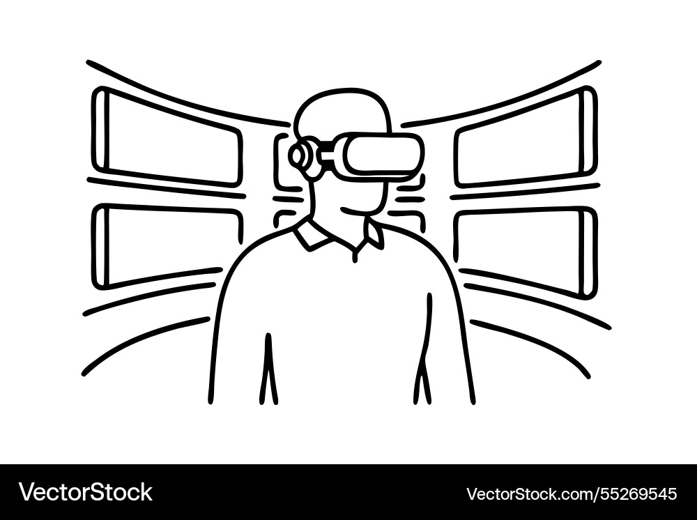 Man immersed in a virtual reality experience Vector Image