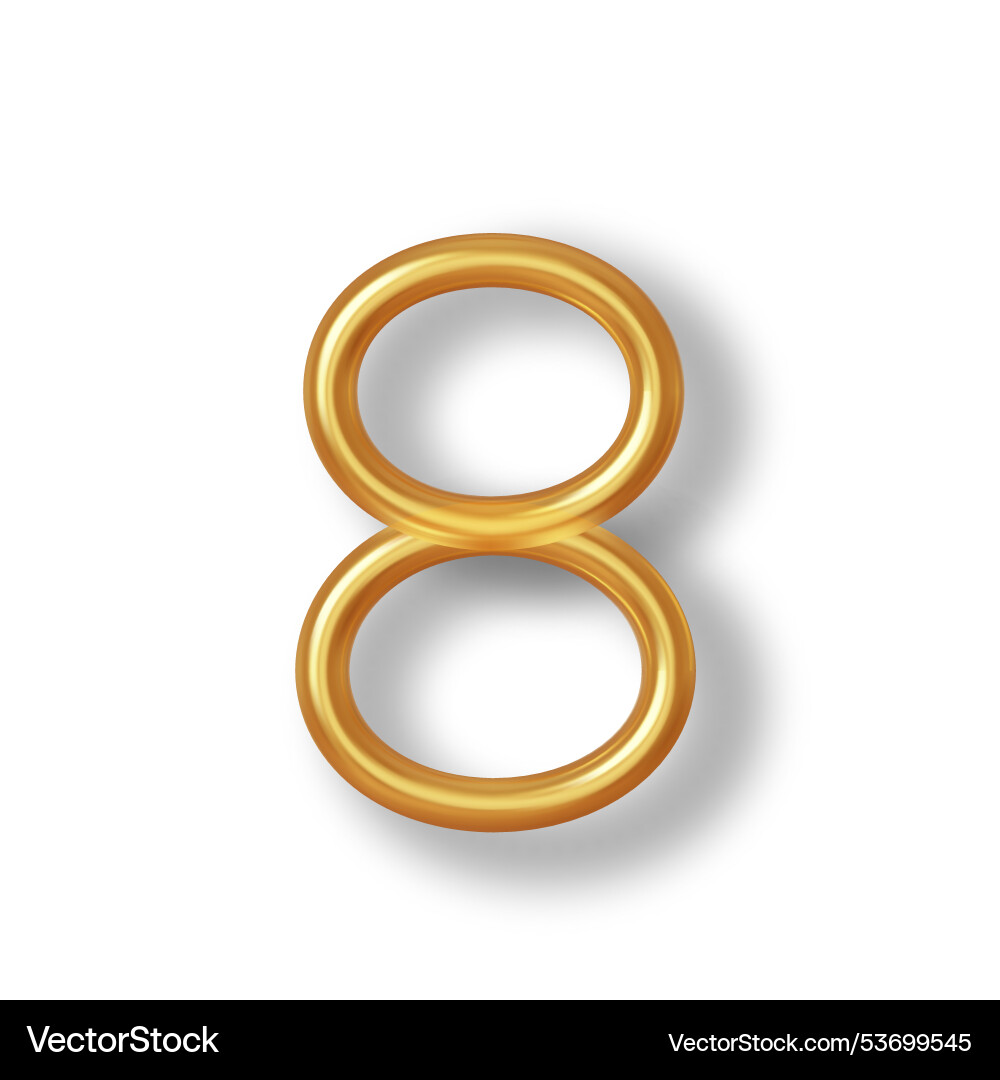 Numeral 8 - golden plastic balloon number eight Numeral 8 - golden plastic balloon number eight vector image