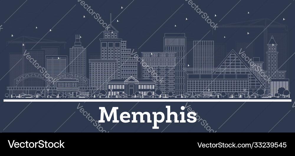 Outline memphis tennessee city skyline with white Outline memphis tennessee city skyline with white vector image