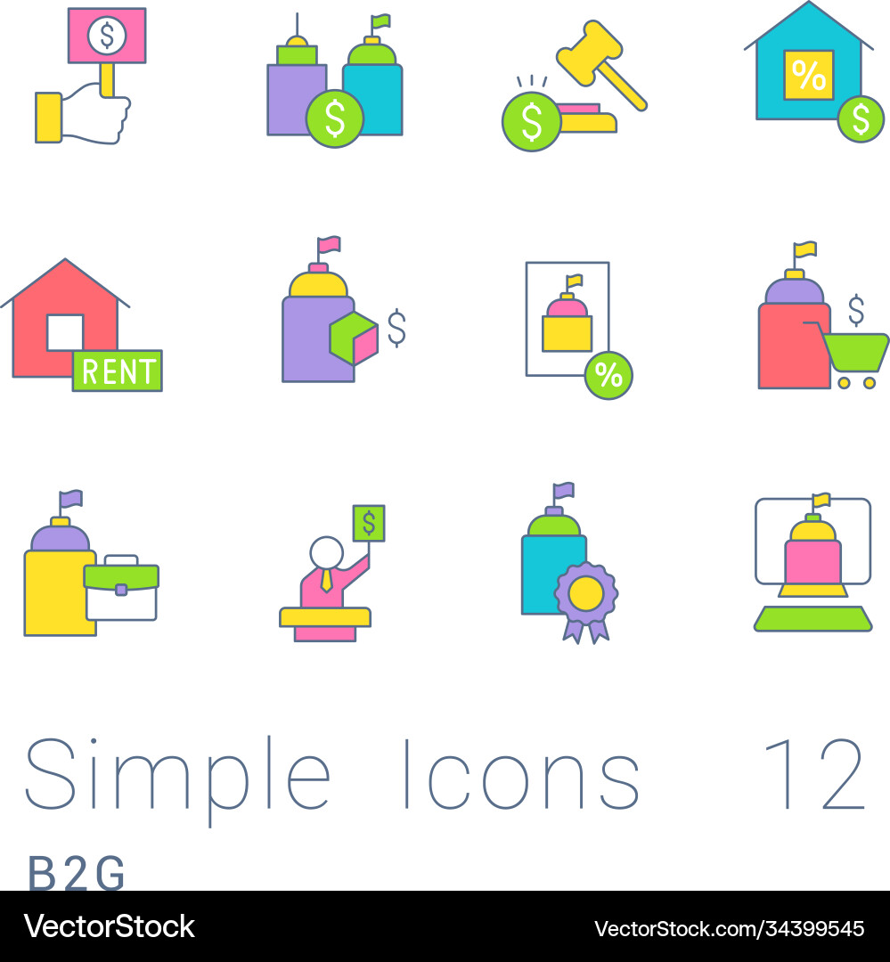 Set simple line icons b2g Set simple line icons b2g vector image