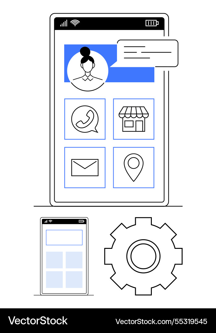 User profile interface with communication User profile interface with communication vector image