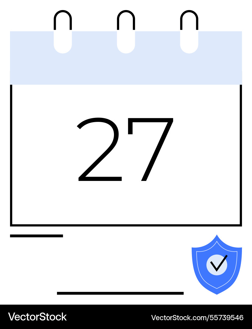 Calendar date highlighted with security checkmark vector image