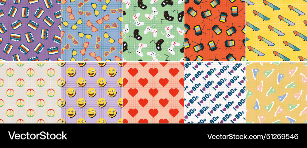 Collection of color seamless retro pattern Collection of color seamless retro pattern vector image