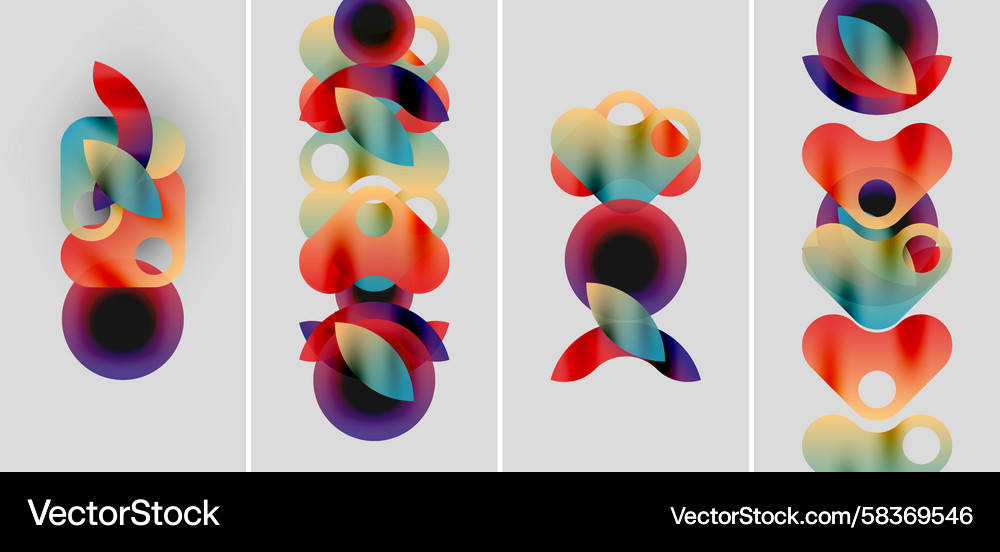 Colorful Overlapping Shapes - Abstract Composition Vector Image