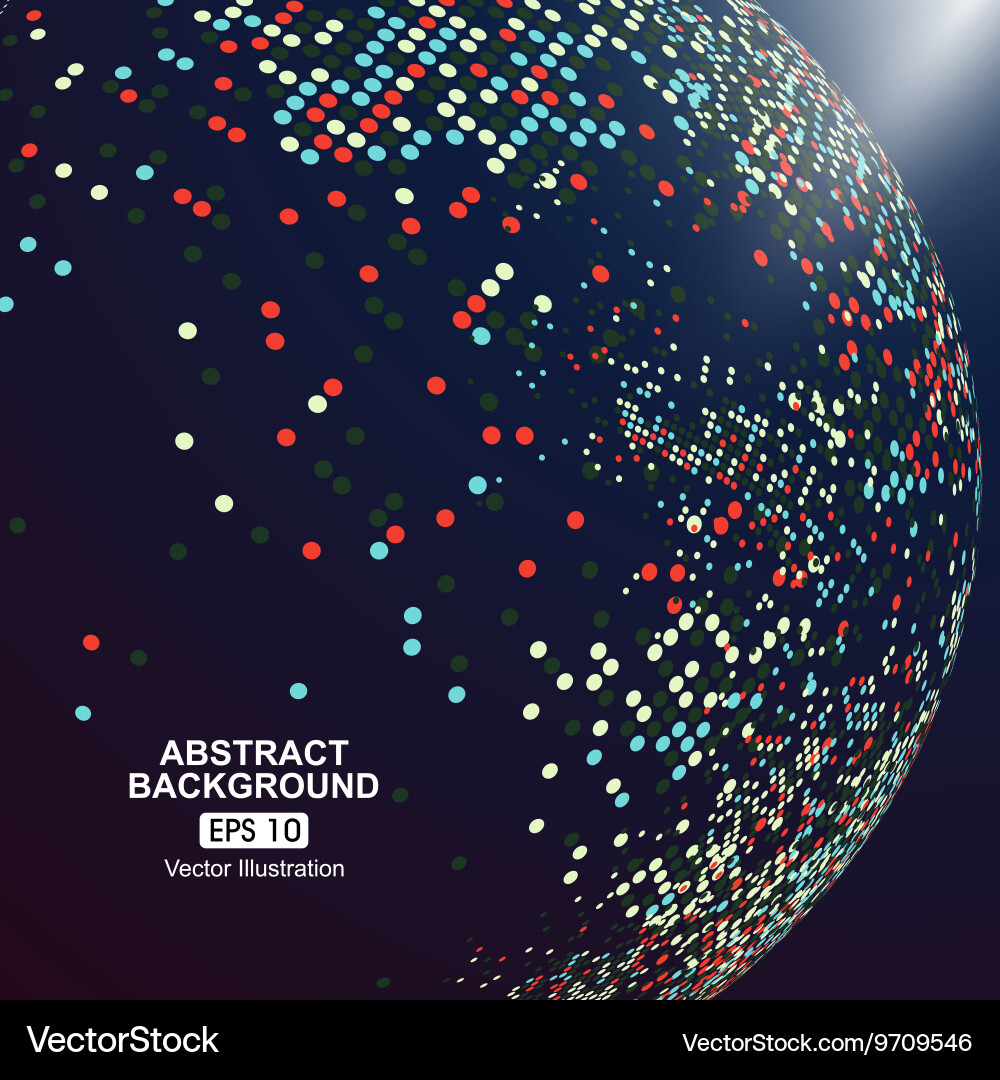 Dots colorful three-dimensional map of the world vector image