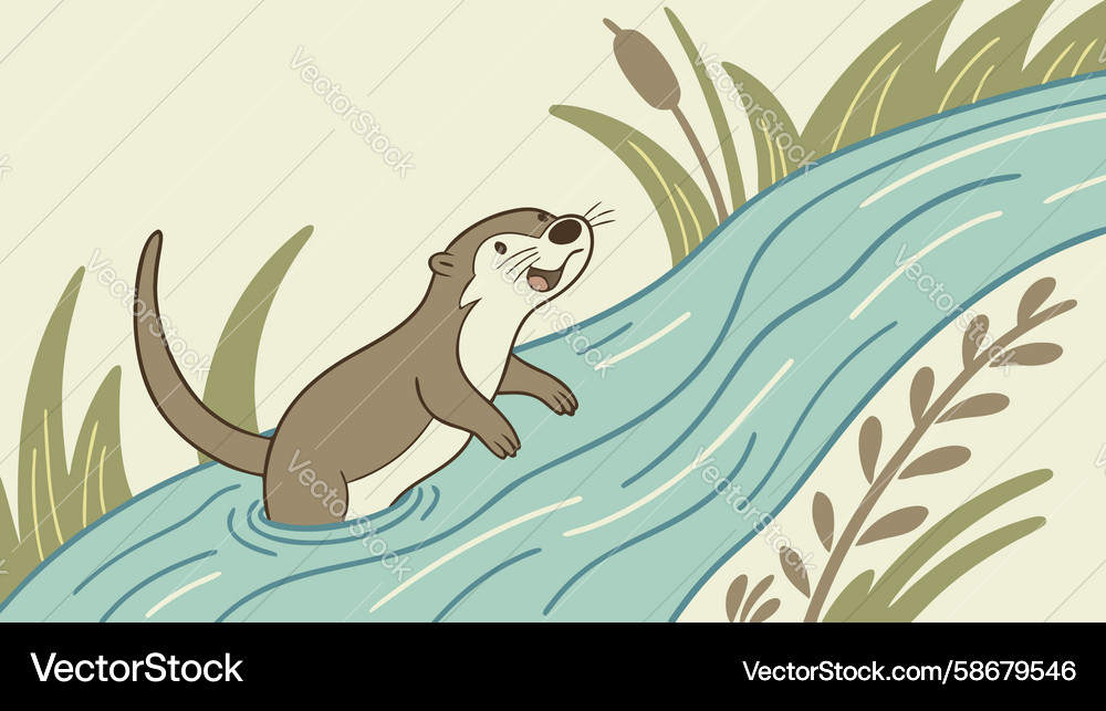 Dynamic otter in rushing river design generative Vector Image