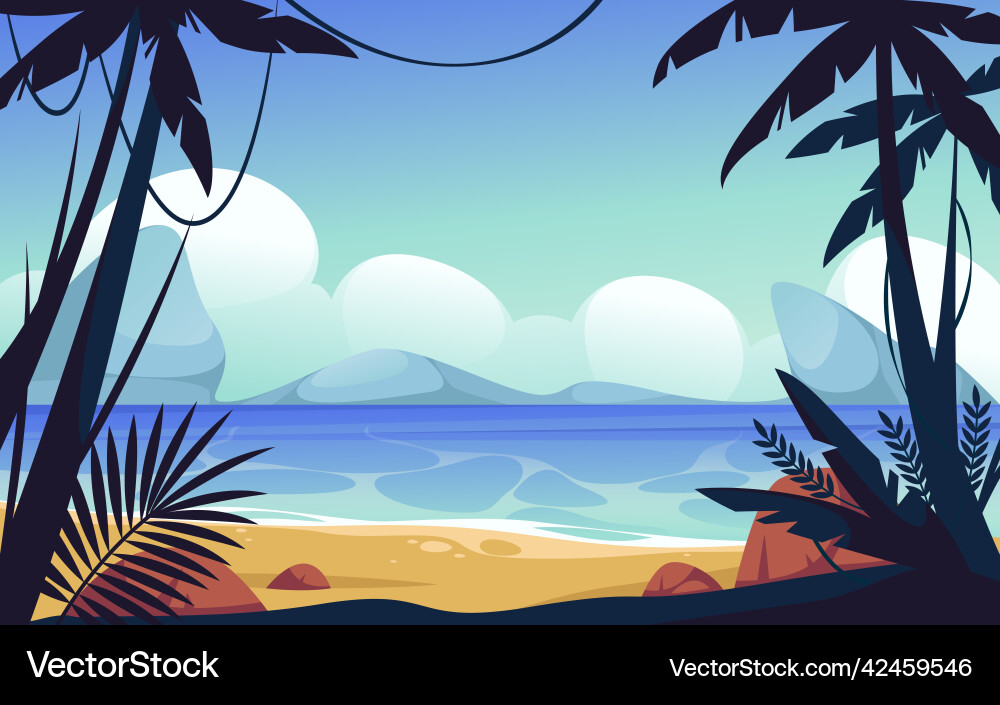 Landschaft am Meer oder tropischer Landschaftsbanner Landschaft am Meer oder tropischer Landschaftsbanner vektorbild
