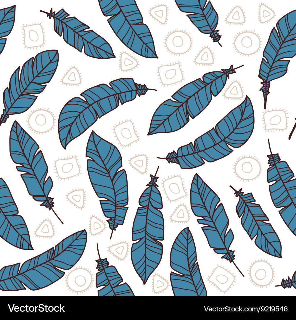 Pattern with feathers and abstract objects vector image