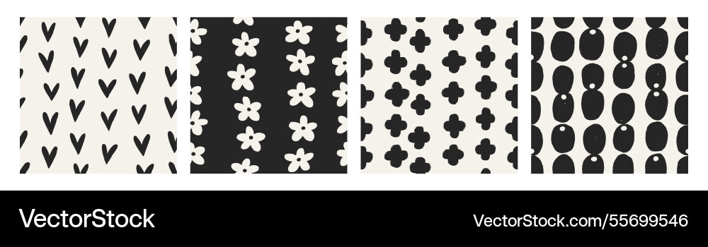 Seamless abstract patterns set black and white Vector Image