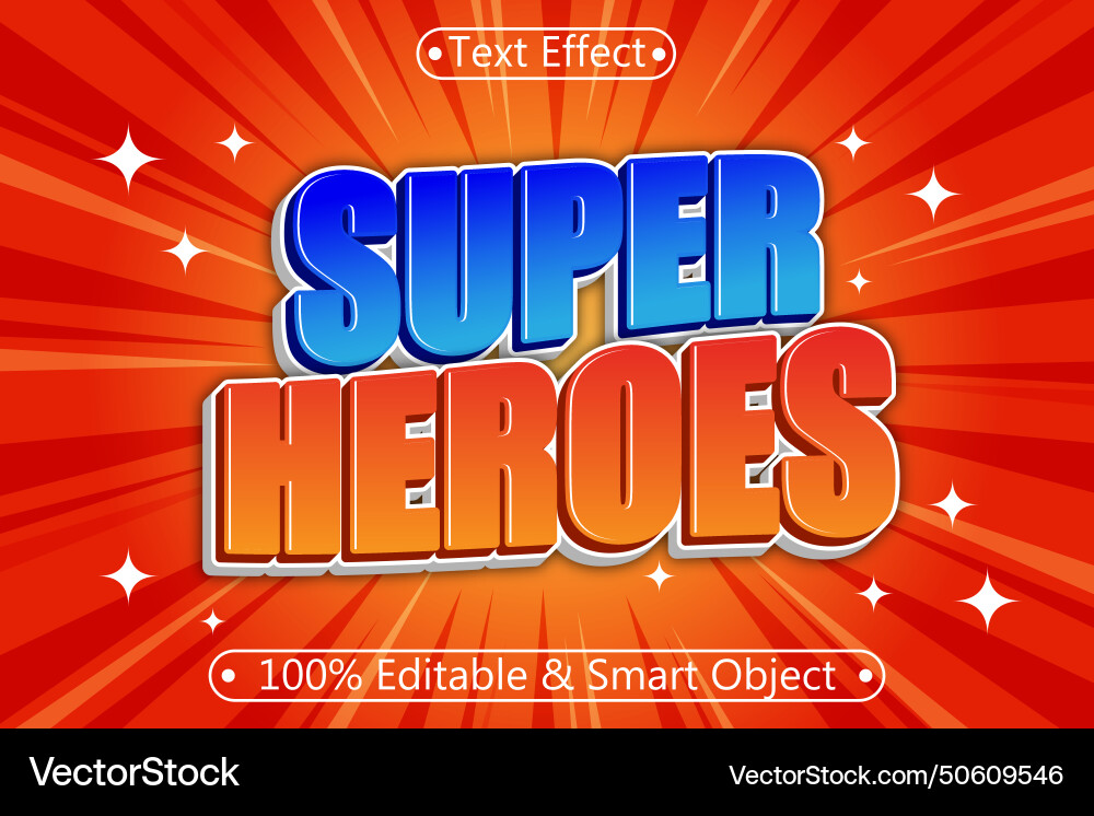 Super heroes editable text effect 3 dimension Vector Image