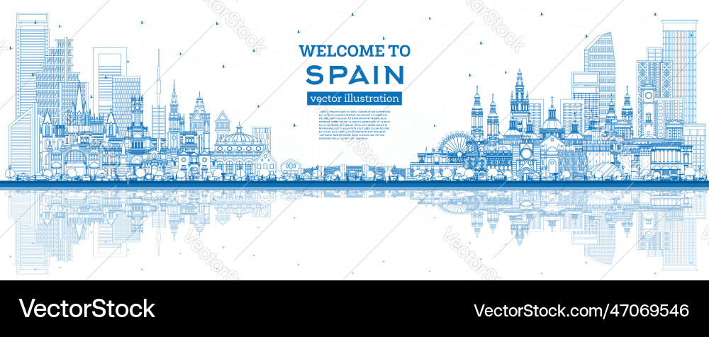 Willkommen bei Spain Umriss Stadt Skyline mit blau Willkommen bei Spain Umriss Stadt Skyline mit blau vektorbild