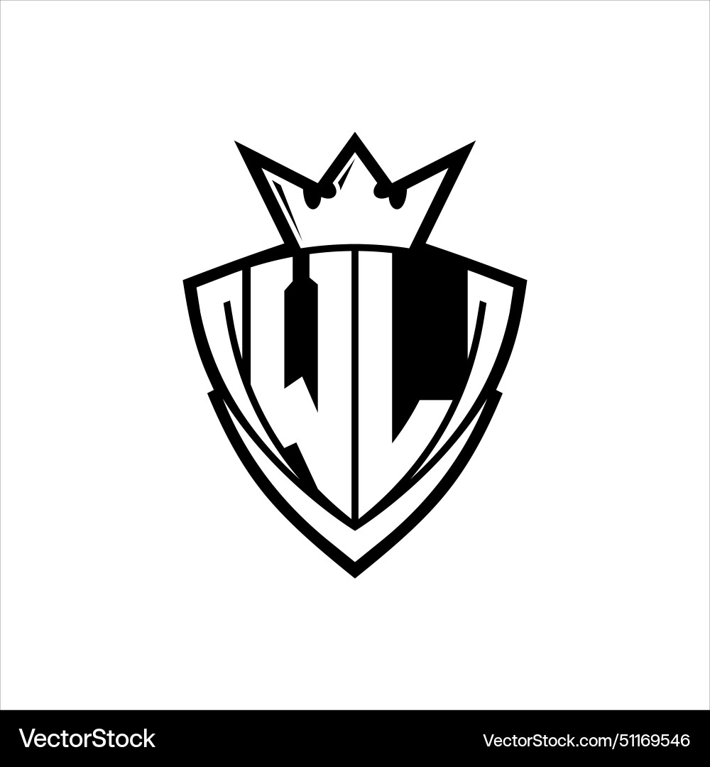 Wl letter logo with sharp triangle shield shape Vector Image
