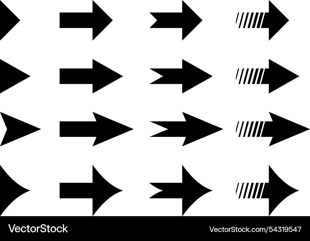 Black arrow icons for web design isolated vector image