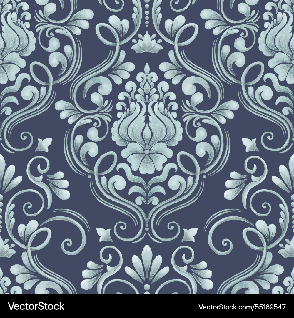 Damask seamless pattern element classical Damask seamless pattern element classical vector image