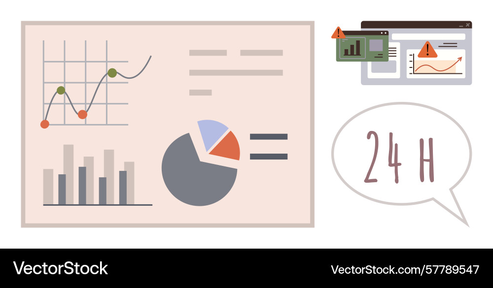 Data visualization and monitoring dashboard vector image