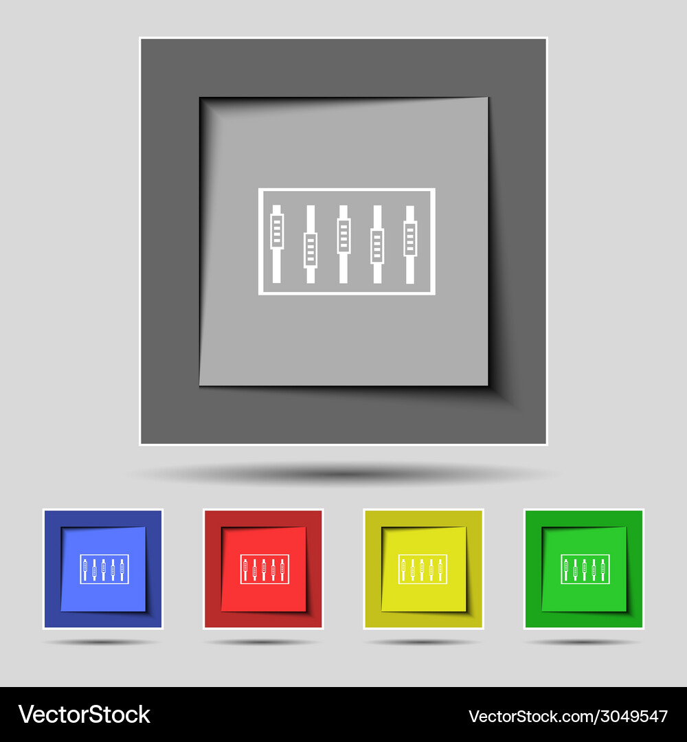 Dj console mix handles and buttons level icons set Vector Image