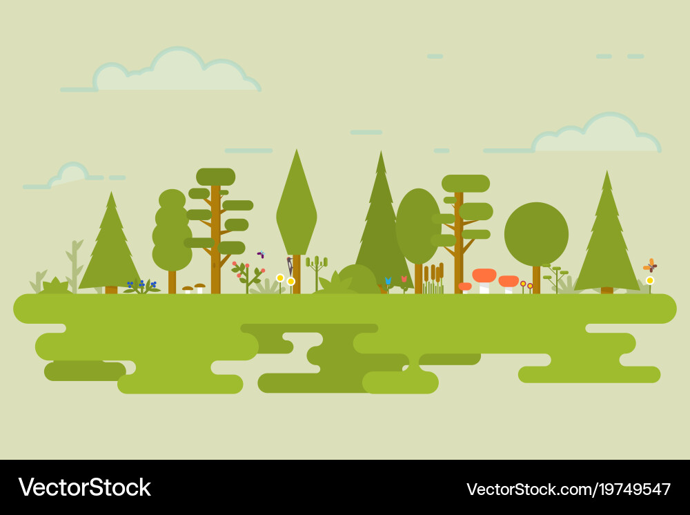 Flat nature set Royalty Free Vector Image - VectorStock