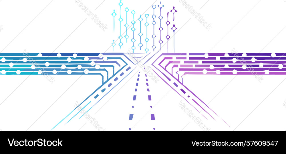 Futuristic digital road with abstract data flow vector image