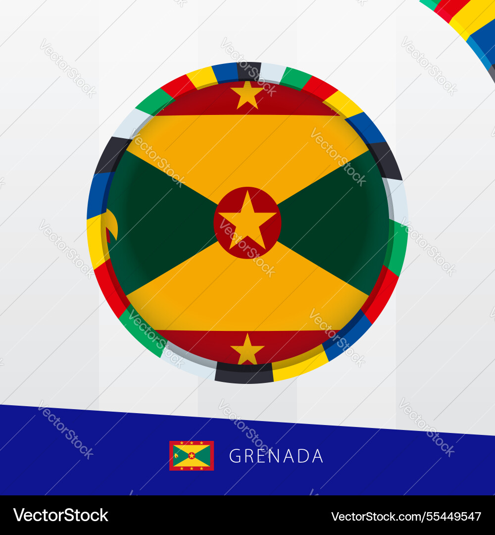 Grenada flag with colorful circle border Vector Image