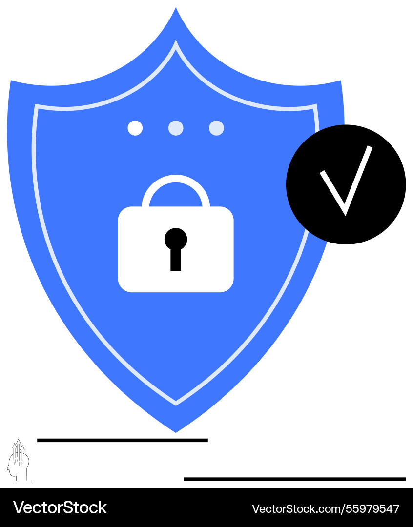 Secure shield with lock and checkmark highlighting Vector Image