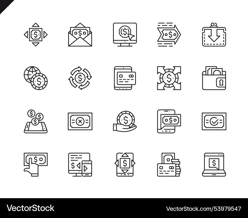 Simple set of payment related line icons linear Simple set of payment related line icons linear Vector Image