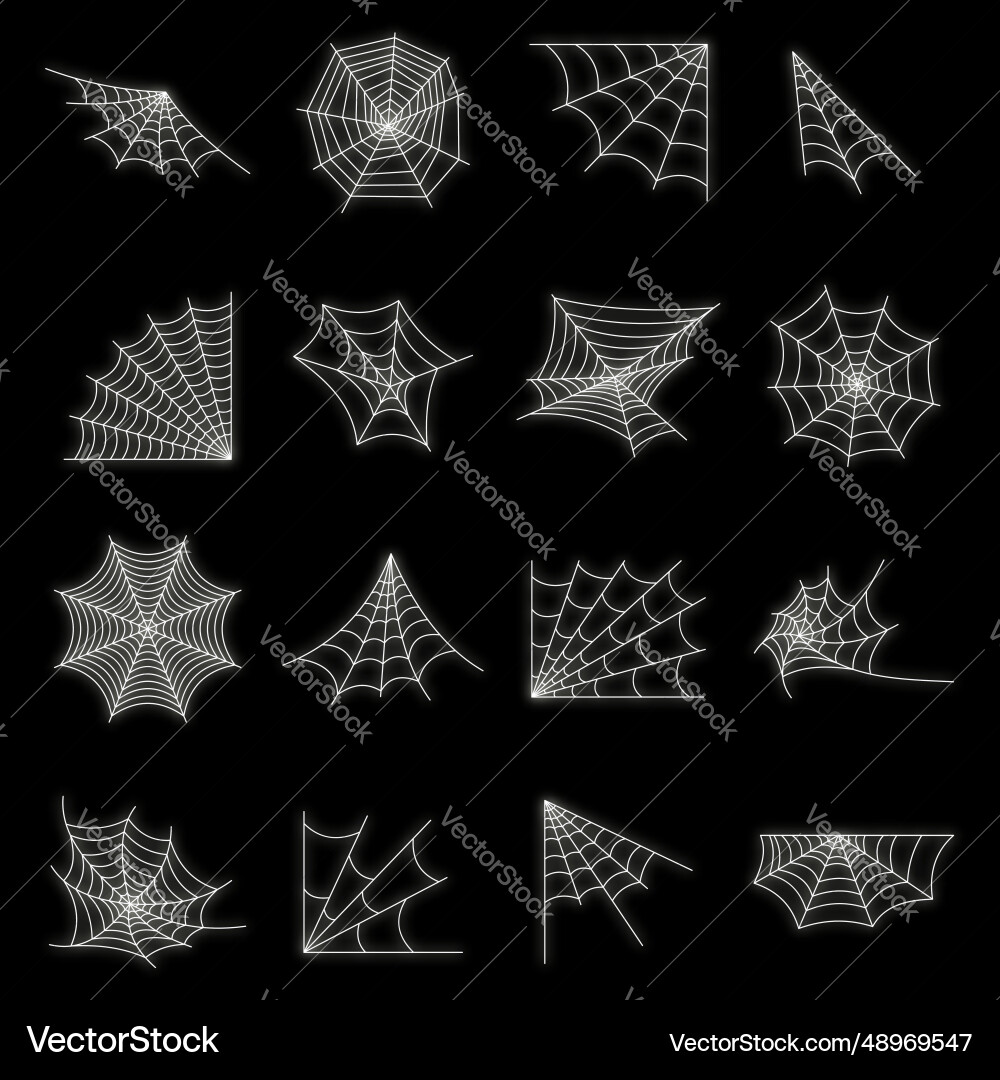 Web spider cobweb icons set neon Web spider cobweb icons set neon vector image