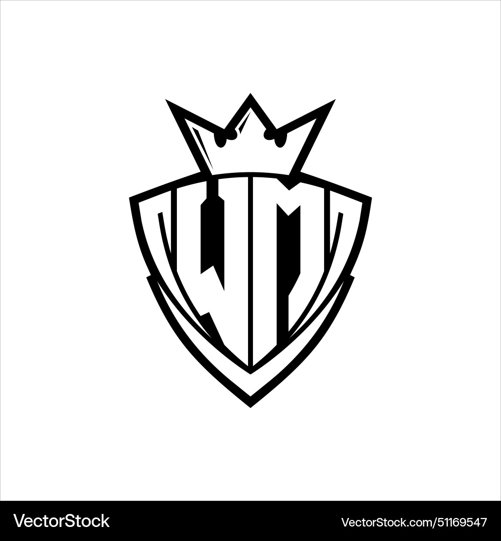 Wm letter logo with sharp triangle shield shape Vector Image