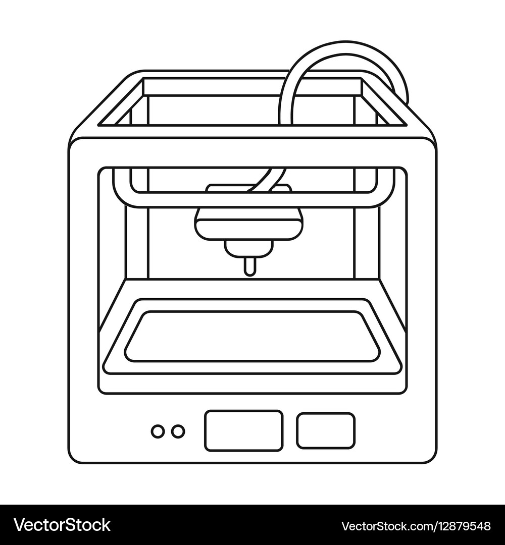 3D Printer Outline Icon Royalty Free Vector Image