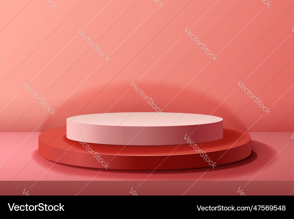 Abstract 3d realistic red and pink empty round vector image