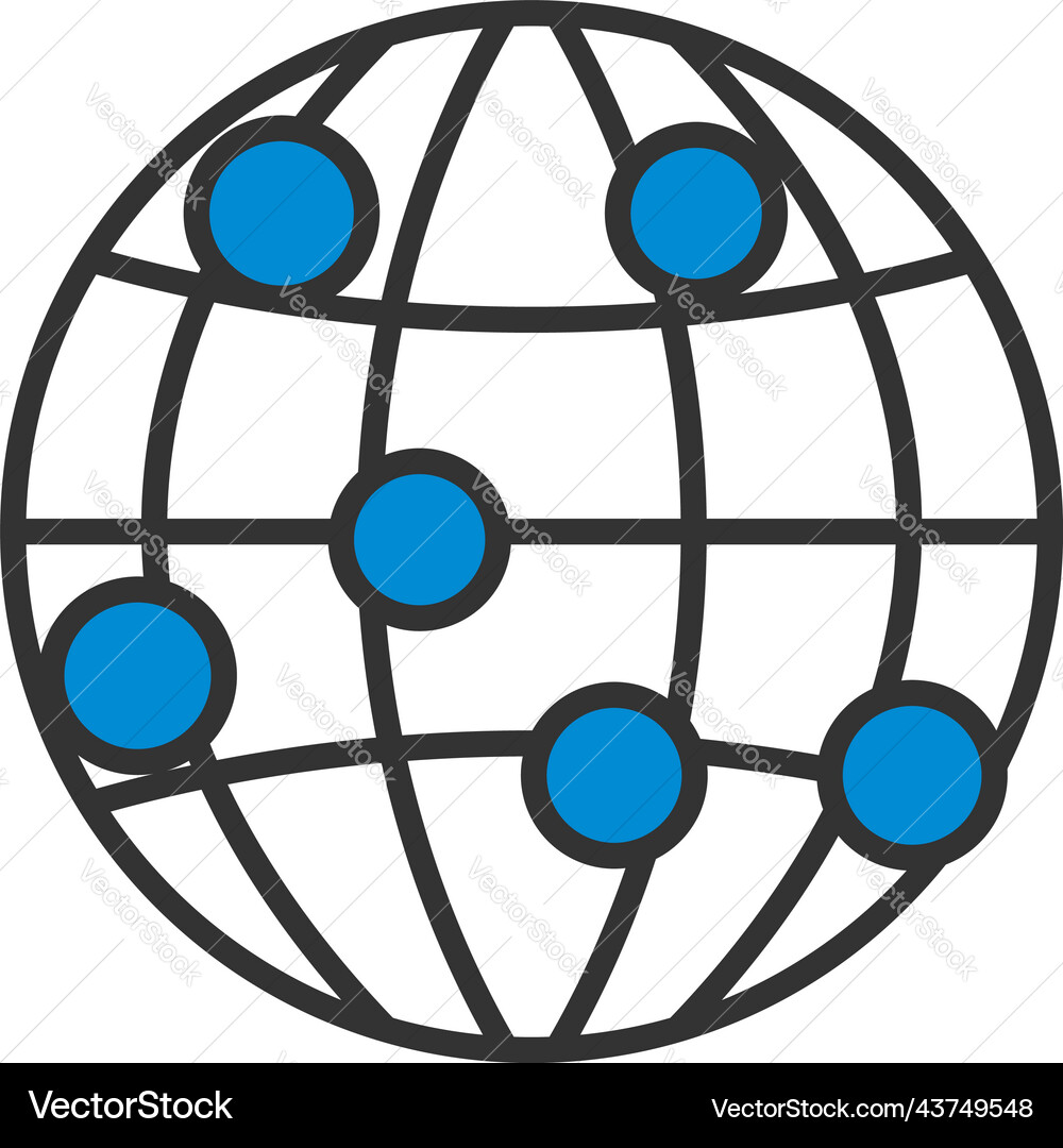 Globe connection point icon Vector Image