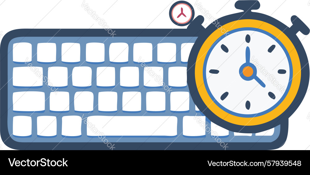 Keyboard with Timer Icon - Time Management Vector Image