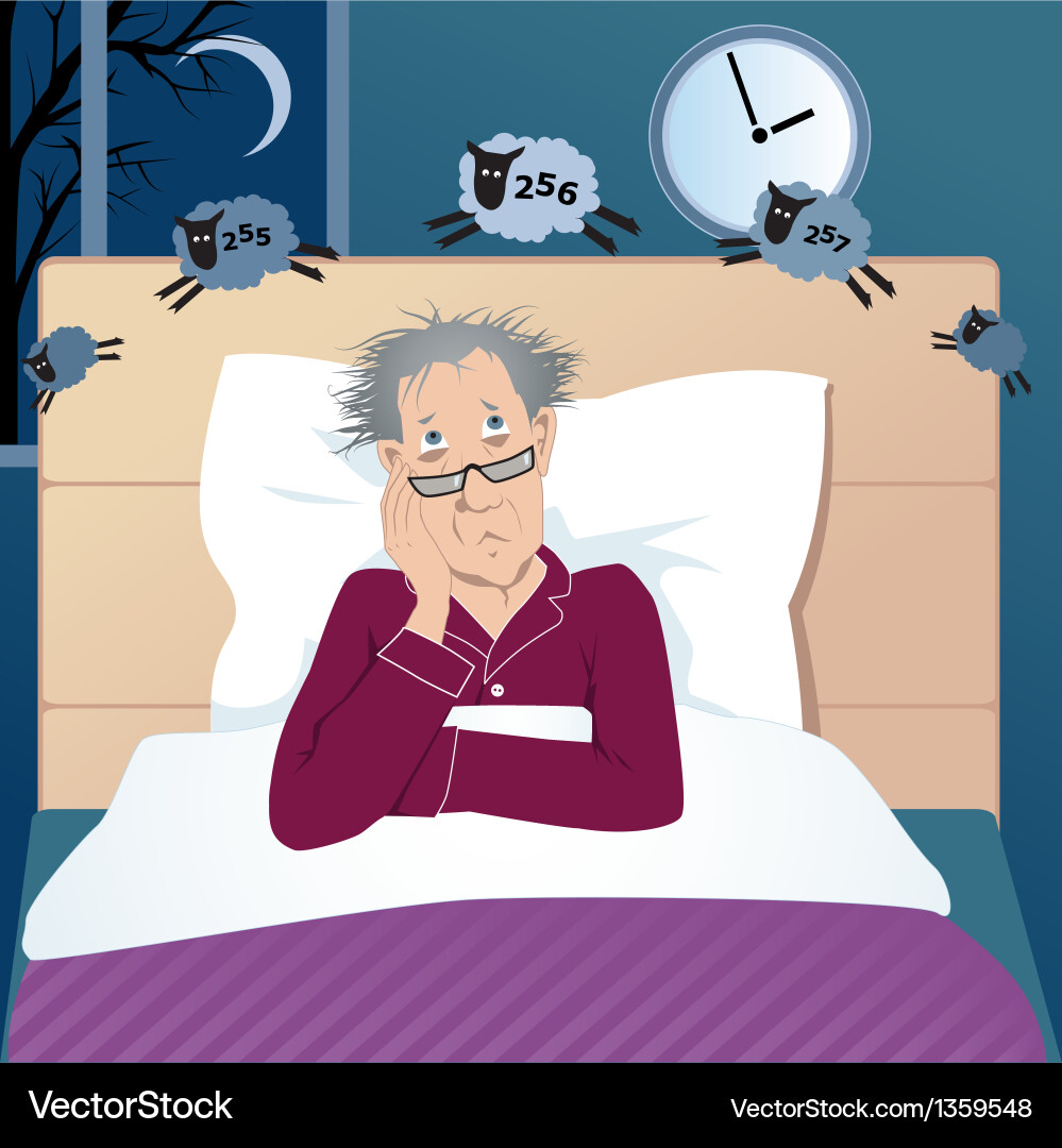 Man Struggling with Insomnia vector image