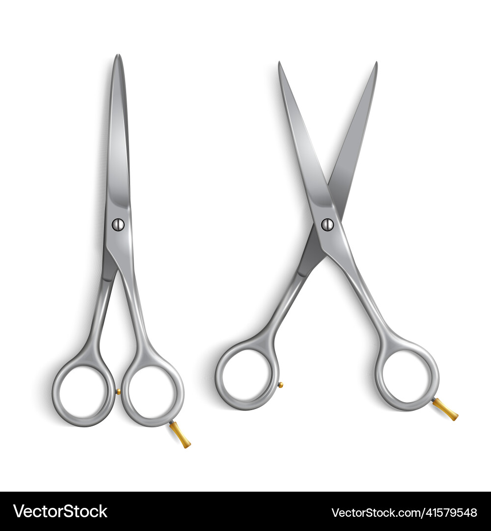 Realistic metallic scissors set Realistic metallic scissors set vector image