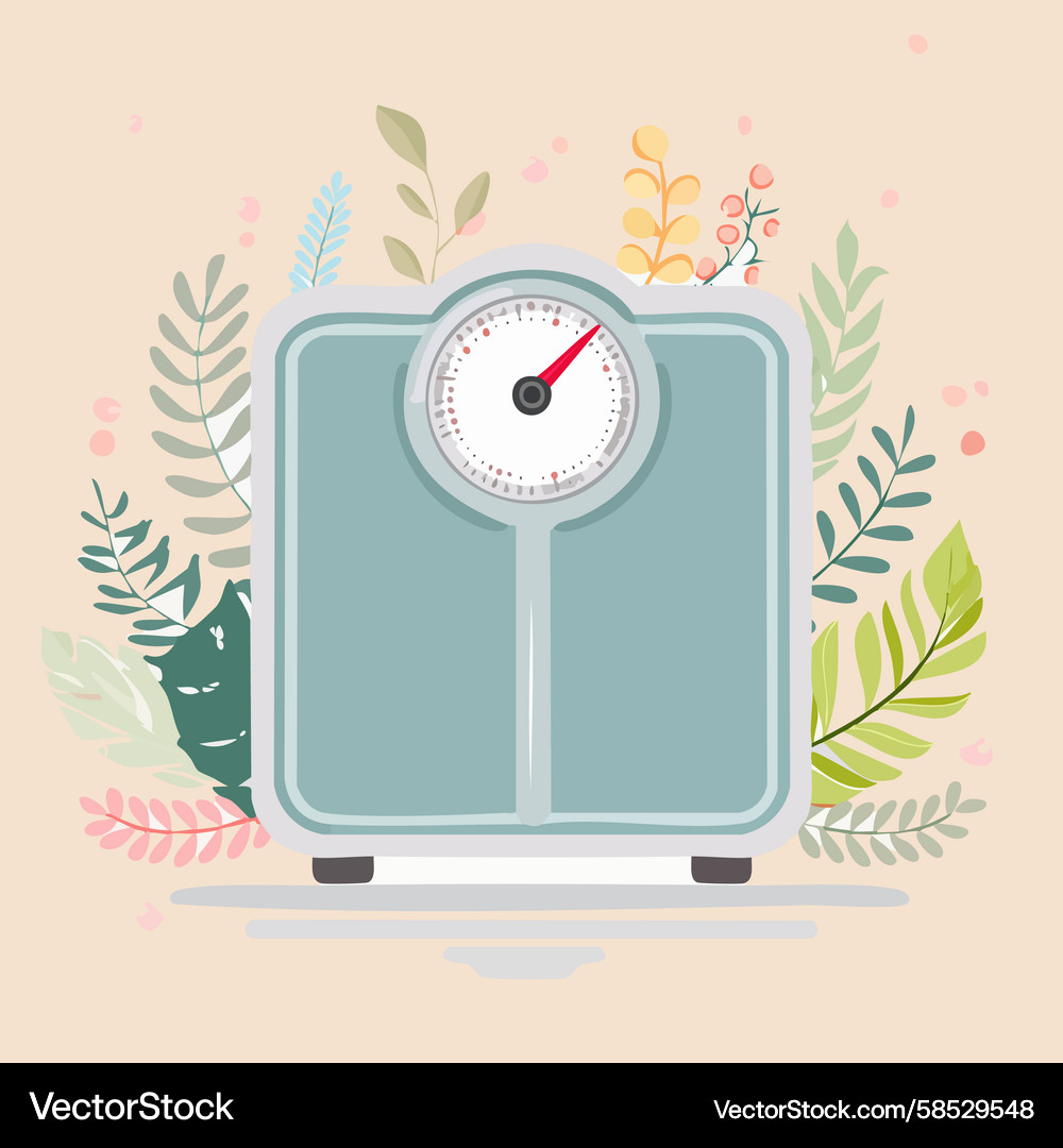 Retro Scale with Botanical Elements Vector Image