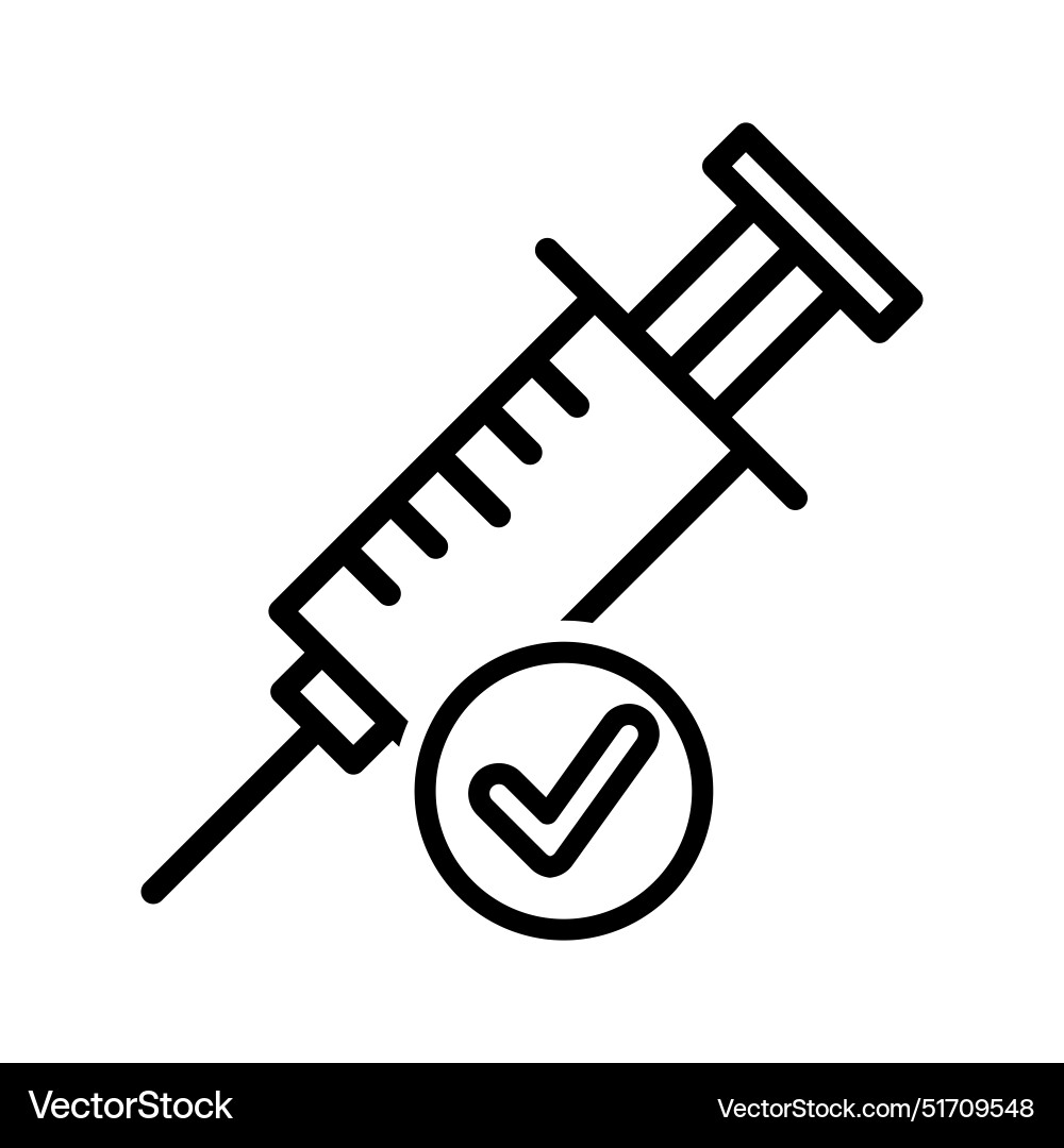 Syringe injection with checkmark symbol icon Vector Image
