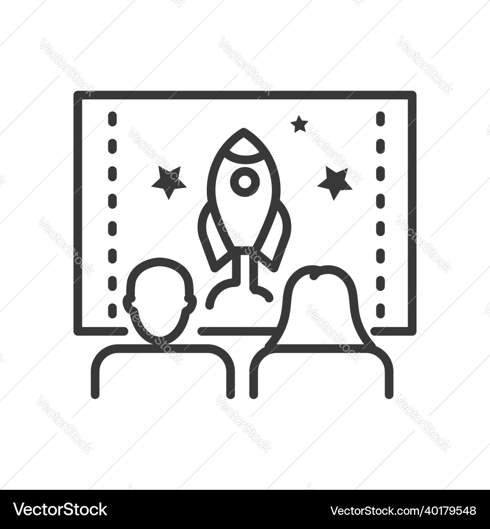 Watching trailers - line design single Watching trailers - line design single vector image
