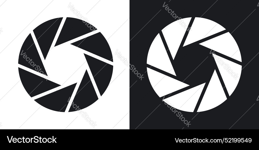 Aperture icon set in solid style Vector Image