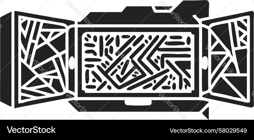 Complex Opened Box with Intricate Details Vector Image