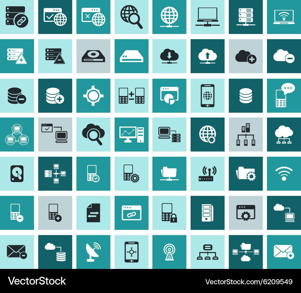 Data analytic and social network icons set Vector Image