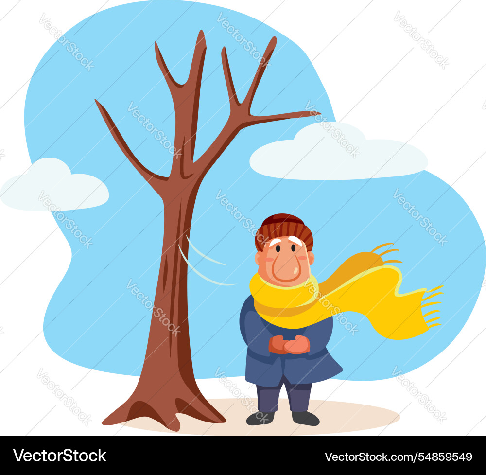 Man freezing during a cold day cartoon Man freezing during a cold day cartoon vector image